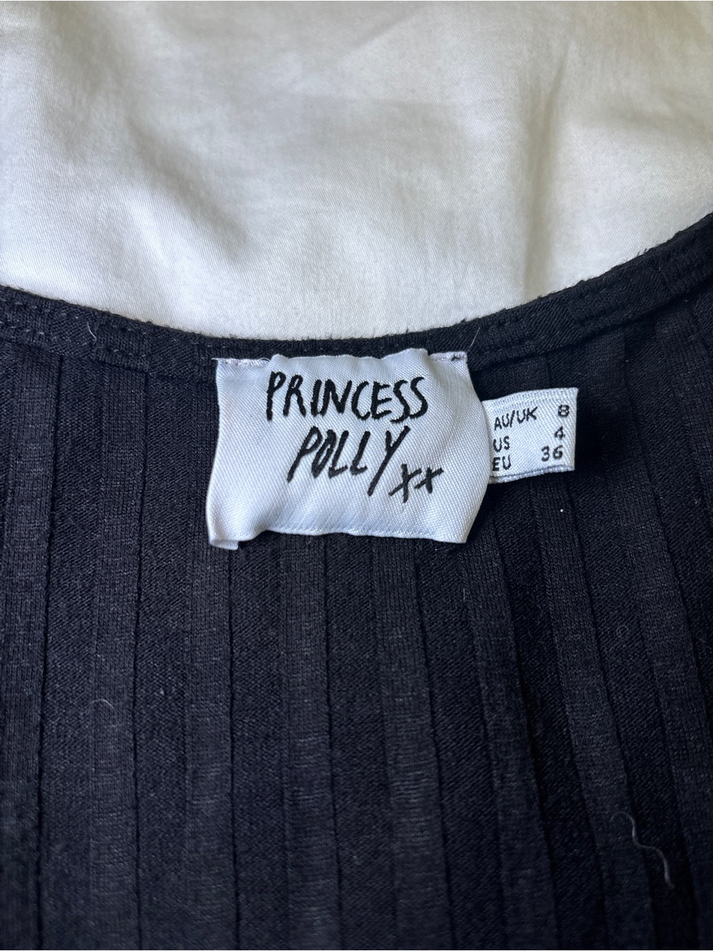 Princess Polly Black Ribbed Wrap-Front Long Sleeve Crop Top - Picture 2 of 2
